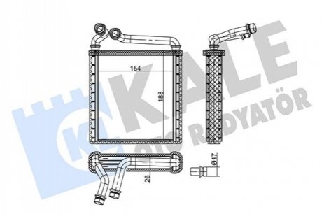 Радиатор печка (теплообменник), 1.6-2.0, 04- Golf/Passat/Octavia Kale 346745 (фото 1)