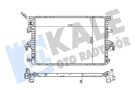 VW Радіатор системи охолодження двигуна CALIFORNIA T6 CAMPER, MULTIVAN VI, TRANSPORTER / CARAVELLE VI, TRANSPORTER VI 2.0/2.0D 04.15- Kale 355905 (фото 1)