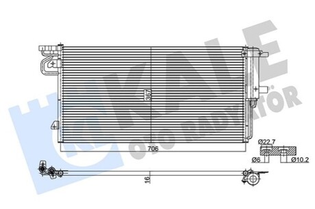 FORD Радіатор кондиціонера (конденсатор) з осушувачем C-MAX II 1.5, 2.0 15-, FOCUS III 1.5, 2.0 14-, KUGA II 1.5, 2.0 14- Kale 361295