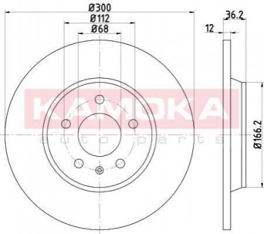 Тормозные диски AUDI A4 07-/A5 07-/Q5 09- KAMOKA 1031044 (фото 1)