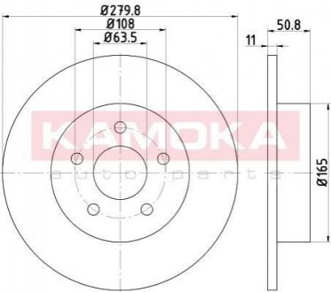 Тормозные диски FORD C-MAX 10-/KUGA 14-/TRANSIT CONNECT 13- KAMOKA 103184 (фото 1)