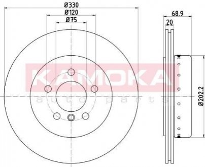 Гальмiвнi диски BMW 5 (F10/F11) 09-17 KAMOKA 103219 (фото 1)