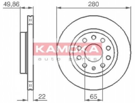 Гальмівні диски AUDI A3 03-/SKODA OCTAVIA 04-/VW GOLF V 03- KAMOKA 1032446