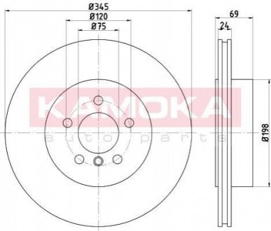 Гальмівні диски BMW 5 GT (F07) 09-/5 (F10/F11) 10-/6 10-/7 08- KAMOKA 103248 (фото 1)