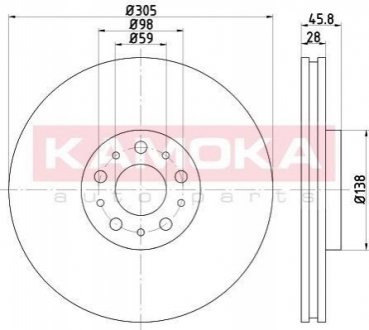 Гальмівні диски FIAT DOBLO 10-/OPEL COMBO 12- KAMOKA 103294 (фото 1)