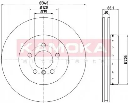 Диск гальмівний (передній) BMW 5 (F10/F11)/6 (F06/F13) 09- (348x30) N47/N52/N53/N55/N57 KAMOKA 103307 Купити в Україні