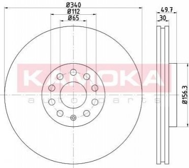 Тормозные диски SEAT LEON 13-/SKODA OCTAVIA 12-/GOLF VII 12-/PASSAT 10- KAMOKA 103313 (фото 1)