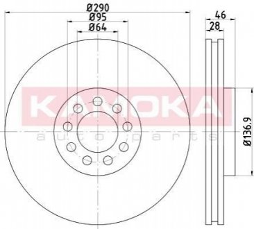 Тормозной диск KAMOKA 103634A (фото 1)