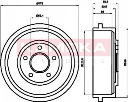 Барабан гальмівний (задній) Ford Connect 02 KAMOKA 104052