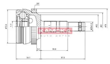 ШРКШ (зовнішній) Opel Combo 1.3/1.7CDTi 01- (22x28x155x29T) (+ABS) KAMOKA 6036 Купити в Україні