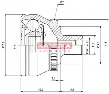 ШРКШ (зовнішній) Audi A4/VW Passat 96- (38x27x98x45T) (+ABS) KAMOKA 6560 Купити в Україні