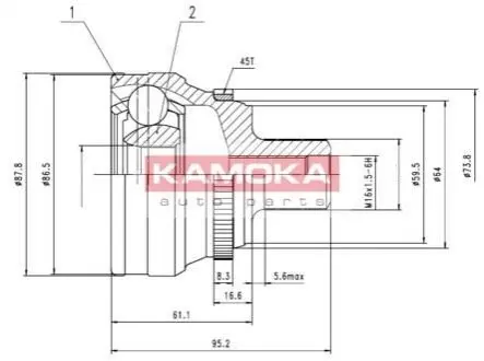ШРКШ (зовнішній) Audi A6 94-97/100 90-94 (38x30x95x45T) (+ABS) KAMOKA 6622 Купити в Україні