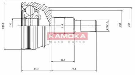 Шарнирный набор, приводной вал KAMOKA 6864