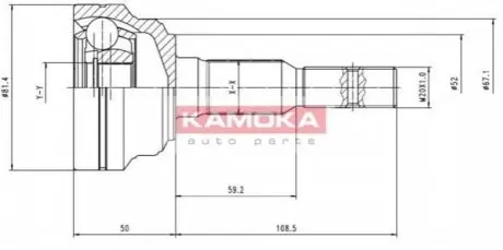 ШРКШ (зовнішній) Opel Astra G 98-/Vectra B 1.6i 95- (33x22x153.5) KAMOKA 6952 Купити в Україні
