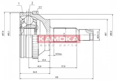 Шарнирный набор, приводной вал KAMOKA 7088 Купить в Украине