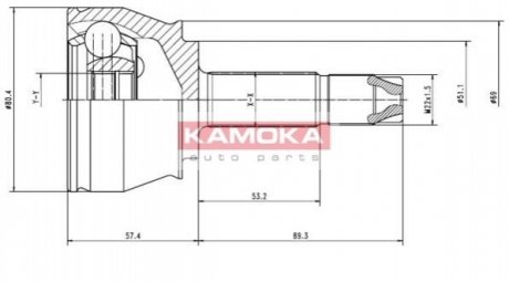 Шарнирный набор, приводной вал KAMOKA 7136 (фото 1)