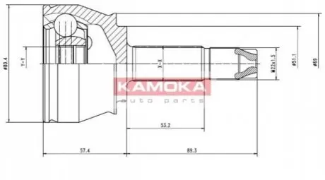 ШРКШ (зовнішній) Fiat Doblo 1.2-1.6/1.9D/1.3D Multijet 01- (22x22x146,5) KAMOKA 7136 Купити в Україні