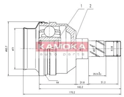 ШРКШ (внутрішній) Opel Vectra 1.7 D/1.8 S/2.0i 88-95 (34x25x141.8) KAMOKA 8009 Купити в Україні
