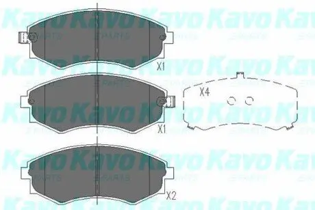 Колодки тормозные (передні) Hyundai Elantra III 00-06/Kia Magentis I 01-05/Ssangyong Rexton 02 KAVO KBP3027 Купити в Україні