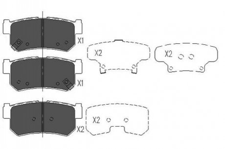 Комплект гальмівних колодок PARTS - KBP-7501 (4841305100, 4841305102, 4841308050) KAVO KBP7501