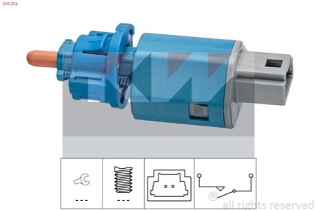 510 274 Датчик педалі гальм/зчеплення (аналог EPS 1.810.274 /Facet 7.1274) KW 510274 (фото 1)