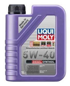 LM 1л DIESEL SYNTHOIL 5W-40 олива двигуна ACEA A3/B4, API CF, BMW Longlife-98 | MB 229.3 | VW 505 00 LIQUI MOLY 1340 (фото 1)