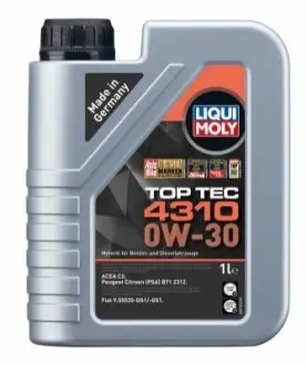 LM 1л TOP TEC 4310 олива двигун. 0W-30 ACEA C2, Peugeot Citroen (PSA) B71 2312, Fiat 9.55535 -DS1, Fiat 9.55535 -GS1 LIQUI MOLY 2361 Купити в Україні