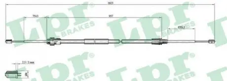 Фото Трос ручника (задній) Peugeot 207 1.4/1.6 HDi 06-13 (1796/945mm) LPR (C0002B) зображення 1