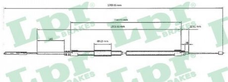 Трос ручного гальма LPR C0077B