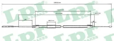 Трос ручника (L) BMW 3 (E46) 98- (1693/1140 мм) LPR C0077B