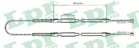 Трос ручника Citroen Jumper/Fiat Ducato/Peugeot Boxer 02- (2715/890mm) LPR C0174B