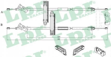 Трос ручного тормоза LPR C0227B