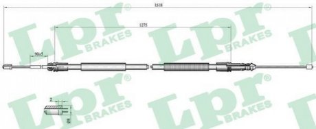 Трос ручного тормоза LPR C1041B