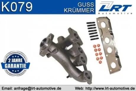 Випускний колектор RENAULT CLIO II, KANGOO, KANGOO EXPRESS, KOLEOS II, MEGANE I, MEGANE I CLASSIC, MEGANE I COACH, MEGANE SCÉNIC, RAPID 1.4/1.6/2.0D 09.91 LRT K079