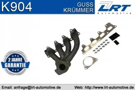 Випускний колектор RENAULT CLIO II, LAGUNA II, MEGANE I, MEGANE I CLASSIC, MEGANE I COACH, MEGANE II, MEGANE SCÉNIC, MODUS, SCENIC I, SCENIC II 1.4/1.6 04.98 LRT K904