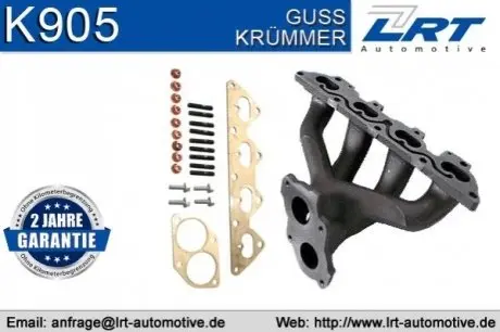 Випускний колектор OPEL ASTRA G, CORSA B, TIGRA, VECTRA B, ZAFIRA A 1.4/1.6 10.95-06.05 LRT K905
