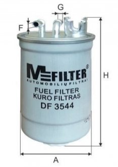 Фильтр топливный 1.9/2.0 TDI Sharan/Alhambra 00-10/Galaxy 00-06 - DF 3544 (1131927, XM219A011AA, 1120224) M-FILTER DF3544