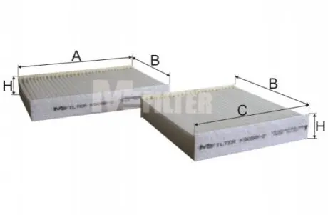 Фільтр салону Citroen C3/Peugeot 207/208 09- (к-кт 2 шт) M-FILTER K90582 Купити в Україні