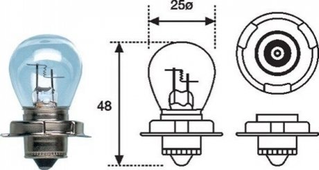 Лампа накаливания дальнего света. Лампа накаливания, основная фара MAGNETI MARELLI 002588300000 (фото 1)