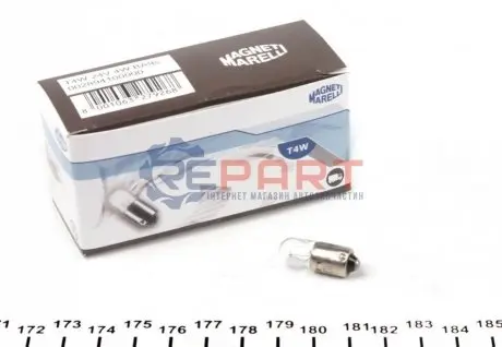 Фото Автолампа T4W 24V 4W BA9s Standard 24V (T4W 24V) MAGNETI MARELLI (002894100000) зображення 1