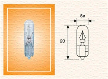 Автолампа T5 W2x4,6d 1,2 W прозрачная Magneti Marelli 003722100000