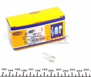 Фото 1 — Автолампа W3W 12V 3W W2.1x9.5d Standard (габарит, щиток приладів) (без цоколя) (W3W 12V) MAGNETI MARELLI (003821100000) Фото Автолампа W3W 12V 3W W2.1x9.5d Standard (габарит, щиток приладів) (без цоколя) (W3W 12V) MAGNETI MARELLI (003821100000) зображення 1