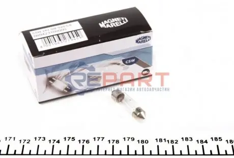 Фото 1 — Автолампа C5W 24V 5W SV8.5-8 Standard 24V (C5W 24V) MAGNETI MARELLI (009423100000) Фото Автолампа C5W 24V 5W SV8.5-8 Standard 24V (C5W 24V) MAGNETI MARELLI (009423100000) зображення 1
