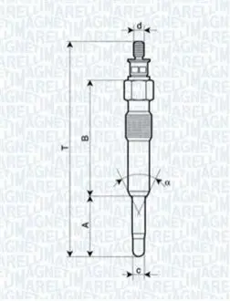 Свічка розжарювання Renault/Volvo 1.9-2.2 DI/DT/DTI/SDI 11V (M10x1/4s) Magneti Marelli 062503901304 Купити в Україні