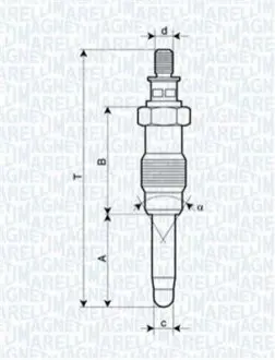 Свічка розжарювання Citroen Jumper/Fiat Scudo/Peugeot Partner 1.9/2.5 D/TD -98 Magneti Marelli 062587001304 Купити в Україні