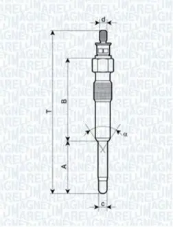 Свічка розжарювання Citroen Berlingo/Peugeot Partner 1.9D 98- (DW8) (11V) Magneti Marelli 062900007304 Купити в Україні