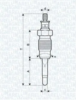 Свічка розжарювання Renault Clio/Megane 1.9D 96-03 Magneti Marelli 062900016304