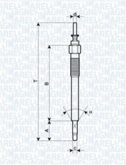 OPEL Свеча накаливания 1.7DI,1.7DTI 00- MAGNETI MARELLI 062900076304