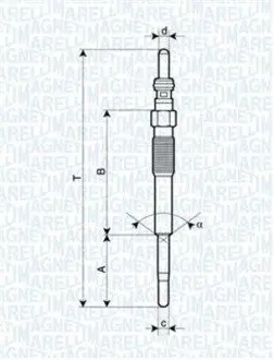 Свічка розжарювання Peugeot 407/Citroen C5 2.2HDi 06- (11V) Magneti Marelli 062900080304