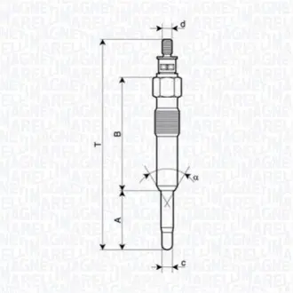 Свічка розжарювання Renault/Volvo 1.9-2.2 DI/DT/DTI/SDI 11V (M10x1/4s) Magneti Marelli 062900126304 Купити в Україні